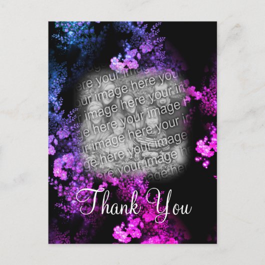 ピンクエレガントフローラ写真ありがとうはがき ポストカード (正面)