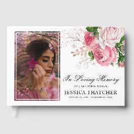 ピンクエレガントフローラ写真記念記念 ゲストブック