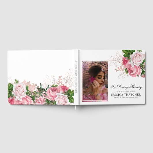 ピンクエレガントフローラ写真記念記念 ゲストブック (全面)