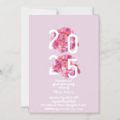 ピンクエレガントフローラ卒業招待状 マグネット招待状 (正面)