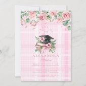 ピンクエレガントフローラ卒業 招待状 (正面)