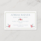 ピンクエレガントフローラ名刺の水色 名刺 (裏面)