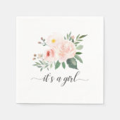 ピンクエレガントフローラ女の子の赤ちゃんシャワーナプキン スタンダードカクテルナプキン (正面)