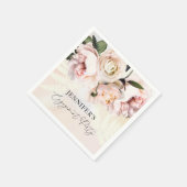 ピンクエレガントフローラ婚約パーティ紙ナプキン スタンダードカクテルナプキン (角)