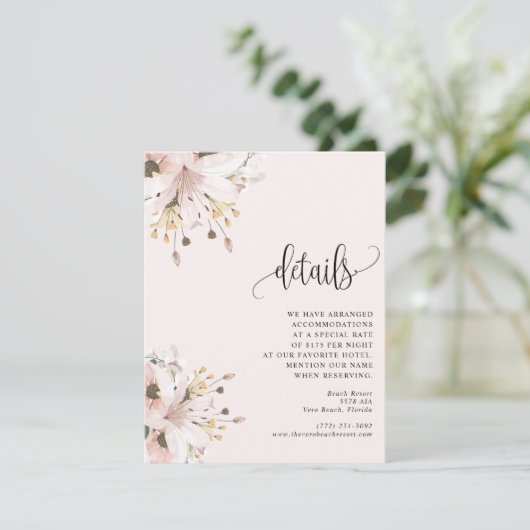 ピンクエレガントフローラ庭園の結婚式 エンクロージャーカード (スタンド正面)