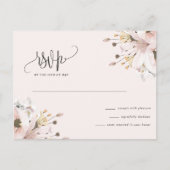 ピンクエレガントフローラ庭園の結婚式RSVP ポストカード (正面)