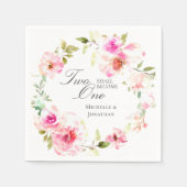 ピンクエレガントフローラ感動的結婚リース スタンダードカクテルナプキン (正面)