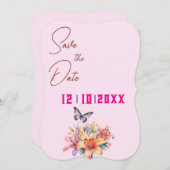 ピンクエレガントフローラ日付カードの保存 (正面/裏面)