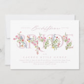 ピンクエレガントフローラ春花嫁ブライダルシャワー 招待状 (正面)
