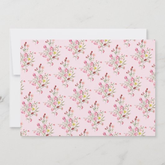 ピンクエレガントフローラ春花嫁ブライダルシャワー 招待状 (裏面)