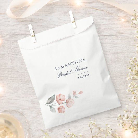 ピンクエレガントフローラ植物学ブライダルシャワー フェイバーバッグ (クリップ留めされた状態)