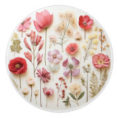 ピンクエレガントフローラ植物学 セラミックノブ (正面)