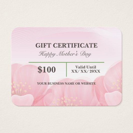 ピンクエレガントフローラ母の日のギフト券 (正面)