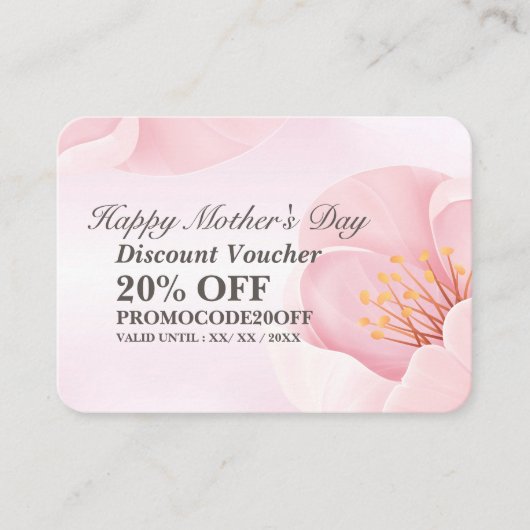 ピンクエレガントフローラ母の日 割引カード (正面)