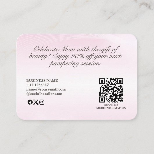ピンクエレガントフローラ母の日 割引カード (裏面)