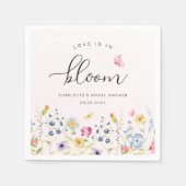 ピンクエレガントフローラ水彩ブライダルシャワー スタンダードカクテルナプキン (正面)
