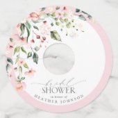 ピンクエレガントフローラ水彩ブライダルシャワー ワイングラスタグ (裏面)