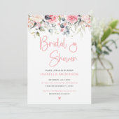 ピンクエレガントフローラ水彩ブライダルシャワー 招待状 (スタンド正面)