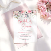 ピンクエレガントフローラ水彩ブライダルシャワー 招待状