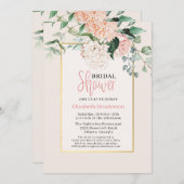 ピンクエレガントフローラ水彩ブライダルシャワー 招待状 (正面/裏面)