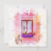 ピンクエレガントフローラ水彩ブライダルシャワー 招待状 (裏面)