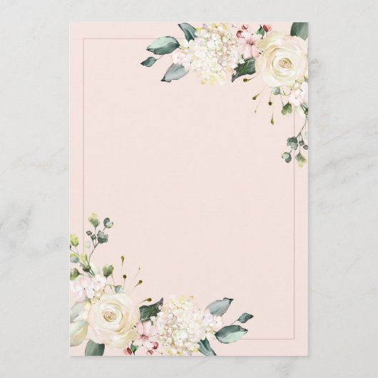 ピンクエレガントフローラ水彩ブライダルシャワー 招待状 (裏面)