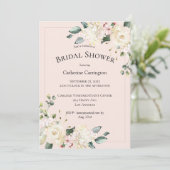 ピンクエレガントフローラ水彩ブライダルシャワー 招待状 (スタンド正面)