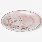 ピンクエレガントフローラ水彩ラマ赤ちゃんシャワーP ペーパープレート (アングル)