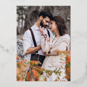 ピンクエレガントフローラ水彩写真結婚ズ 箔招待状 (裏面)