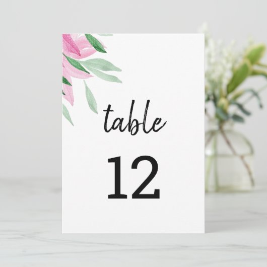 ピンクエレガントフローラ水彩手色彩の鮮やか形 案内状 (スタンド正面)