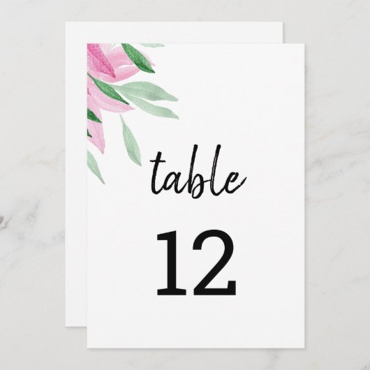 ピンクエレガントフローラ水彩手色彩の鮮やか形 案内状 (正面/裏面)