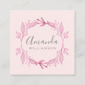 ピンクエレガントフローラ水彩植物紋 スクエア名刺 (正面)