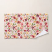 ピンクエレガントフローラ水彩牡丹の花 バスタオルセット (ハンドタオル)