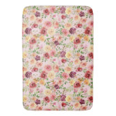 ピンクエレガントフローラ水彩牡丹の花 バスマット (正面縦)