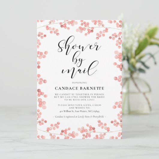 ピンクエレガントフローラ水彩色シャワーバイメール 招待状 (スタンド正面)