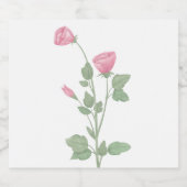 ピンクエレガントフローラ水彩花結婚色 スパークリングワインラベル (シングルラベル)