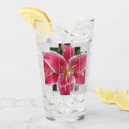 ピンクエレガントフローラ水彩花 タンブラーグラス