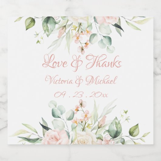 ピンクエレガントフローラ水結婚色 ビールラベル (シングルラベル)