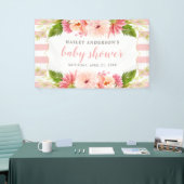 ピンクエレガントフローラ水色の女児シャワー 横断幕 (トレードショー)