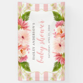 ピンクエレガントフローラ水色の女児シャワー 横断幕 (縦)