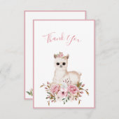 ピンクエレガントフローラ水色ベビーシャワー サンキューカード (正面/裏面)