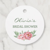 ピンクエレガントフローラ牡丹ブライダルシャワー フェイバータグ (正面)