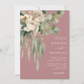ピンクエレガントフローラ牡丹結婚ズ 招待状 (正面)