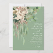 ピンクエレガントフローラ牡丹結婚ズ 招待状 (正面)