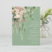 ピンクエレガントフローラ牡丹結婚ズ 招待状 (スタンド正面)