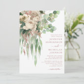 ピンクエレガントフローラ牡丹結婚ズ 招待状 (スタンド正面)