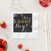 ピンクエレガントフローラ男の赤ちゃんシャワーパーティー紙 縁ありカクテルナプキン (インサイチュ)