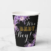 ピンクエレガントフローラ男の赤ちゃんシャワーパーティー8oz 紙コップ (裏面)