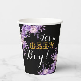 ピンクエレガントフローラ男の赤ちゃんシャワーパーティー8oz 紙コップ