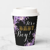 ピンクエレガントフローラ男の赤ちゃんシャワーパーティー8oz 紙コップ (裏面)